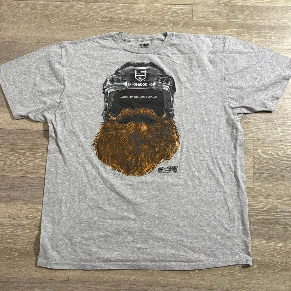 Los Angeles Kings Graphic Tee NHL Stanley Cup Reebok 2XL Gray Short Sleeve
